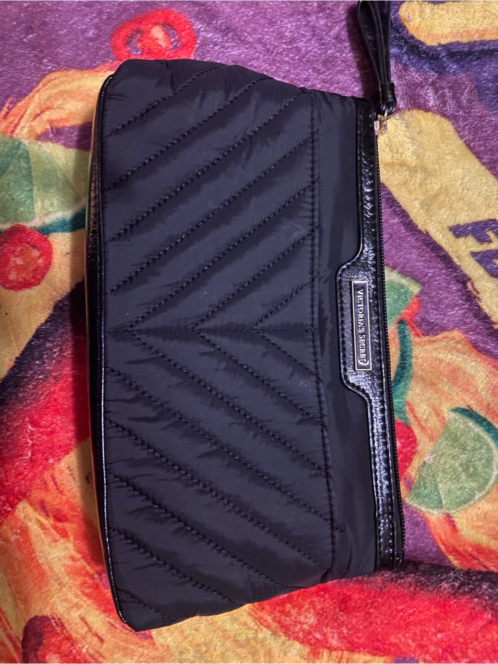 Victoria's Secret Black Quilted Wristlet Pouch